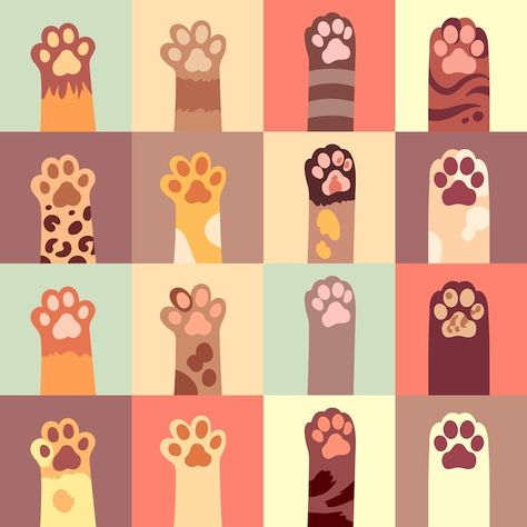 Free vector cats paws set in flat style | Free Vector #Freepik #freevector #cat-footprint #gato #cats-pet #footprint Paw Illustration, Cats Paw, Cat Footprint, Animal Footprints, Zestaw Ikon, Paw Pattern, Flat Icons Set, Cat's Paw, Cat Paw Print