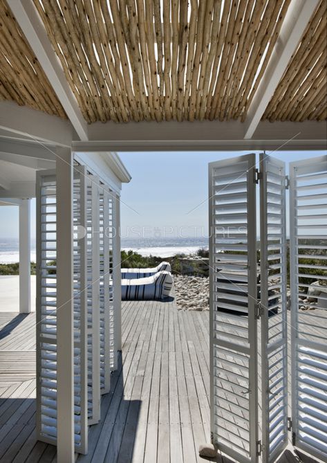 Charming for a beach shack porch ceiling White Shutters, Dream Beach Houses, Beach Shack, Beach House Style, Beach House Interior, Beach Living, Coastal Homes, Outdoor Rooms, Beach Cottages