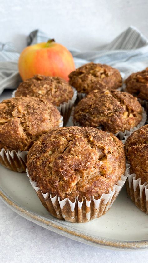 Applesauce Yogurt Muffins, Apple Muffins Greek Yogurt, Apple Yogurt Muffins, Apple Oat Muffins, Cinnamon Yogurt, Apple Yogurt, Apple Muffins Healthy, Greek Yogurt Muffins, Baking Nuts