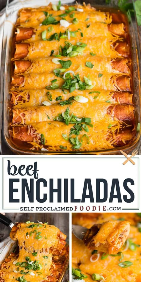 Easy Cheese Sauce Recipe, Best Beef Enchilada Recipe, Smothered Beef, Easy Cheese Sauce, Enchiladas Beef, Shredded Beef Enchiladas, Easy Beef Enchiladas, Beef Enchilada Recipe, Ground Beef Enchiladas