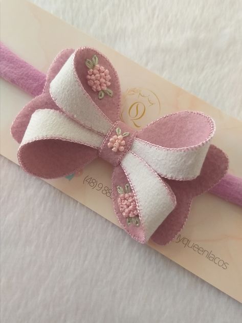 Felt Hair Accessories, Embroidered Hair Bows, Girls Hair Bows Diy, Felt Animal Patterns, Diy Hair Accessories Ribbon, Felt Headband, Bead Hair Accessories, Felt Hair Clips