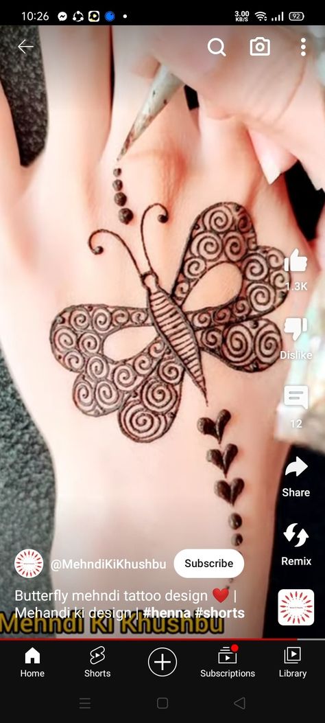 Butterfly mehndi tatoo design Butterfly Mehandi Designs, Butterfly Mehendi Designs, Butterfly Mehndi Design, Indian Tattoos, Indian Tattoo, Mehndi Design Images, Mehndi Designs For Fingers, Mehandi Designs, Mehndi Designs For Hands