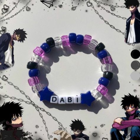 Bracelet Pony Beads, Bakugo Uraraka, Anime Bracelet, My Hero Academia Dabi, Pulseras Kandi, Diy Kandi Bracelets, Pony Bead Bracelets, Diy Kandi, Anime Jewelry