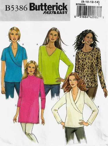 Women's Fitted Top Sewing Pattern Misses' Size 8-10-12-14 UNCUT Butterick B5386 5386 Knit Top Patterns, Tunic Sewing Patterns, Top Sewing, Workout Tops For Women, Butterick Pattern, Butterick Sewing Pattern, Mccalls Sewing Patterns, Top Sewing Pattern, Sewing Pattern Sizes