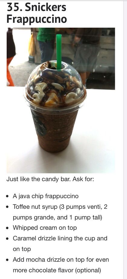 Snickers frap @     starbucks Frap Recipe, Starbucks Frappuccino Recipe, Starbucks Drink Menu, Homemade Coffee Drinks, Starbucks Secret Menu Recipes, Cold Starbucks Drinks, Starbucks Drinks Diy, Secret Starbucks Recipes, Iced Starbucks Drinks