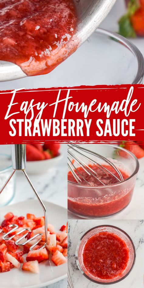 Easy Homemade Strawberry Sauce! The perfect easy strawberry sauce without lemon for angel food cake, ice cream, cookies, brownies, or any dessert recipe! #lemonpeony #strawberrysauce #strawberries #desserttopping Strawberry Sauce For Angel Food Cake, Angel Food Cake Cookies, Easy Strawberry Sauce, Sauce For Ice Cream, Strawberry Recipes Easy, Brownies Cheesecake, Lemon Cheesecake Bars, Homemade Strawberry Sauce, Yummy Fall Recipes