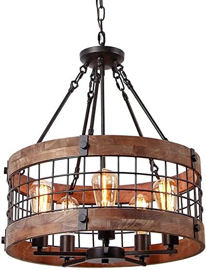 Circle Chandelier, Circular Chandelier, Lustre Industrial, Drum Shade Chandelier, Metal Dining Room, Metal Lamp Shade, Wooden Chandelier, Wood Pendant Light, Farmhouse Chandelier