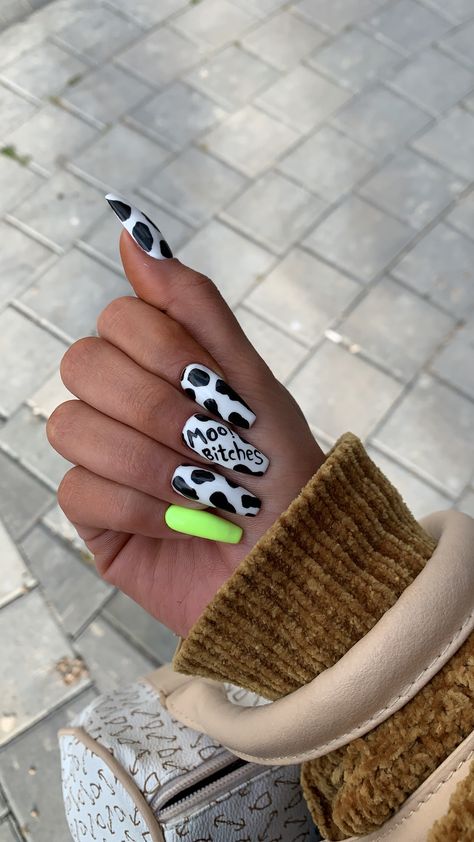 Rodeo Nails, Cow Print Nails, Cowboy Nails, Western Nails, Moo Cow, Country Nails, Shape Nails, Lilac Nails, Sunflower Nails