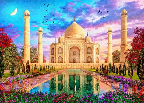 Taj Mahal Design, Tac Mahal, Glamour Decor, Ravensburger Puzzle, Classic Lego, Lego Super Mario, Mural Ideas, Disney Princess Frozen, Cottage Art