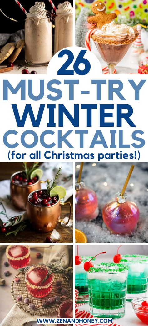 If you're looking for the best winter cocktails ideas, here are 26 easy holiday drinks for the most festive season. Easy Christmas cocktails, winter drinks and many more easy holiday cocktails recipes. Christmas Alcohol Drinks For Adults, Fun Winter Drinks Alcohol, Reindeer Drinks Christmas, Winter Alcoholic Drinks For A Party, Winter Drinks Alcohol, Winter Adult Drinks, Alcoholic Winter Drinks, Easy Winter Drinks Alcoholic, Fun Christmas Cocktail Recipes