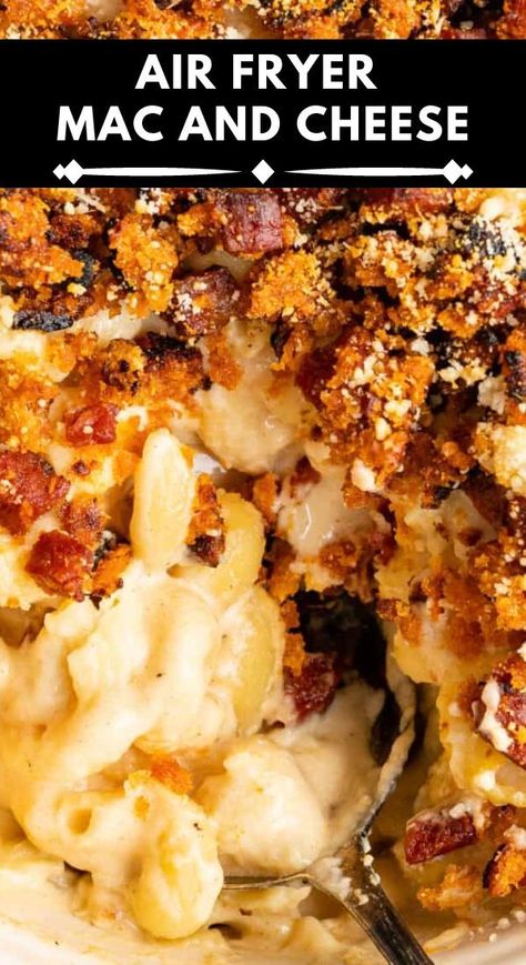 Air Fryer Mac And Cheese, Delicious Mac And Cheese, Easy Mac N Cheese, Air Fryer Recipes Dessert, Pork Crockpot Recipes, Bake Mac And Cheese, Air Fryer Cooking Times, Making Mac And Cheese, Crispy French Fries