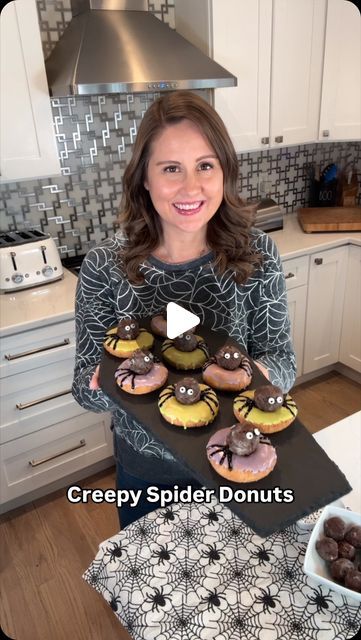 YWM Family on Instagram: "🕷️🍩 Creepin’ it real with these DIY spider donuts, SAVE + comment “Halloween Donuts” and I’ll send what I used straight to your inbox! Dip your donuts in a simple glaze, add candy-eyed chocolate donut holes, and finish with spooky black gel legs. Perfect for your Halloween treat table! 🎃👀 

Did you know that you can easily shop our videos on LTK? Just search for YWM_Family.  Make sure to follow us there too for exclusive in-app updates. 🖤 🧡

#SpiderDonuts #HalloweenTreats #DIYDonuts #SpookySweets #HalloweenDesserts #CreepyCute #HalloweenInspo" Halloween Treat Table, Chocolate Donut Holes, Spider Donuts, Diy Spider, Halloween Donuts, Treat Table, Diy Donuts, Chocolate Donut, Creepy Spider