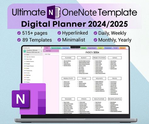 Free Digital Planner Templates Onenote Aesthetic, Onenote Planner Templates Free, One Note Planner, Microsoft Onenote Templates, Onenote Digital Planner, Onenote Planner, Project Planner Template, Boss Desk, Onenote Template