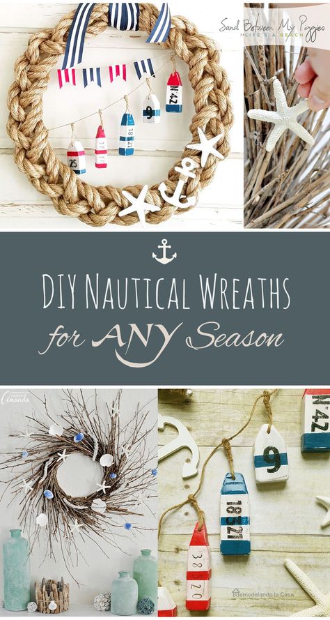 Nautical wreath projects. Lisa Party, Nautical Wreaths, Shells Decor, Homemade Easter Baskets, Diy Nautical Decor, Diy Nautical, Yard Diy, Nautical Diy, Nautical Wreath