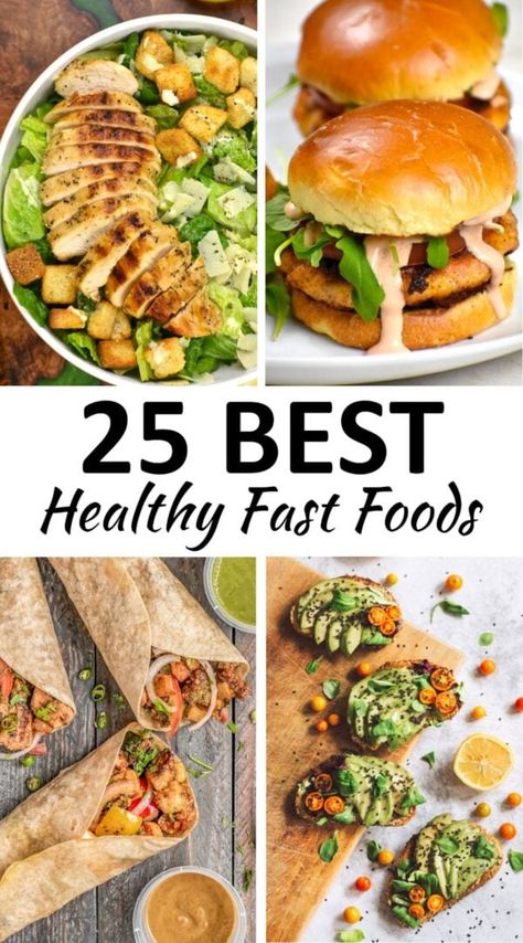 healthy fast food pin No Fried Food Diet, Healthy Fast Food Copycat Recipes, Healthiest Fast Food Options, Healthy Replacements For Junk Food, Healthy Fast Food Recipes, Healthy Versions Of Unhealthy Food, Fast Food Healthy Choices, Healthy Fast Food Lunch, Diet Fast Food