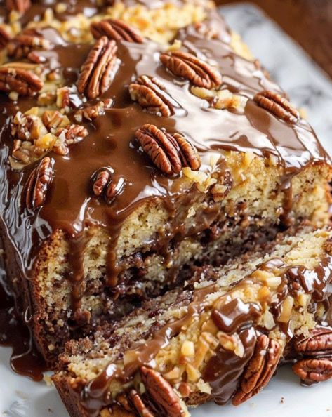 Indulge in a rich, moist German Chocolate Pecan Pound Cake! Perfectly nutty and chocolatey, it's a delicious twist on a classic dessert. #DessertHeaven #GermanChocolateCake #BakingLove #PoundCake #Chocoholics German Chocolate Bread, German Chocolate Pecan Pound Cake Recipe, German Chocolate Pecan Pound Cake, Dutch Chocolate Cake, Pecan Pound Cake, Pond Cake, Cream Cheese Pie, Chocolate Pound Cake, Pound Cake Recipe