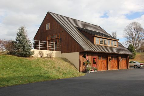 Restoration Bank Barn in Villanova, PA - Traditional - Exterior - Philadelphia - by King Construction Company LLC | Houzz Garage Built Into Hill, Garage In Hillside, Garage Built Into Hillside, Carriage House Garage, Bank Barn, Apartments Exterior, Carriage House Plans, Apartment Exterior, Building A Garage