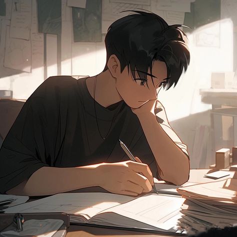 Guy Studying Drawing, Anime Guy Studying, Study Boy Student Dp, Anime Boy Studying, Study Dp, Guy Studying, Wallpaper School, Boxing Drills, Animes Emo