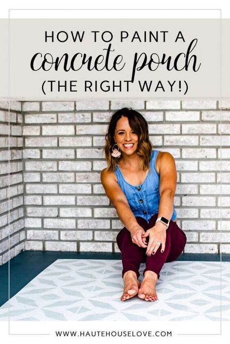 How To Paint A Concrete Porch – The RIGHT Way | Hometalk Painted Porch Floors, Concrete Front Porch, Paint Concrete Patio, Stencil Concrete, Painted Concrete Steps, Painting Cement, Front Porch Makeover, Porch Paint, Painted Concrete