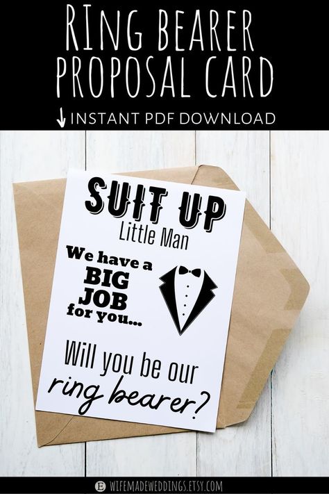 Ring Bearer Invitation, Ring Bearer Card, Bridesmaid Proposal Diy, Ring Bearer Proposal, Last Minute Wedding, Ring Bearer Gifts, Groomsmen Proposal, Future Wedding Plans, Wedding Guest Book Alternatives