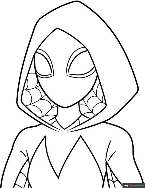 Free, printable Spider Gwen (Gwen Stacy) coloring page for kids. Print it out or color it online. https://easydrawingguides.com/coloring-pages/spider-gwen-gwen-stacy/ Drawing Reference Poses Spiderman, Spider Gwen Drawing Easy, Superhero Easy Drawing, How To Draw Spider Gwen, Spiderwoman Drawing, Things To Trace Drawings, Spider Girl Drawing, Spiderman Oc Female, Spider Gwen Drawing