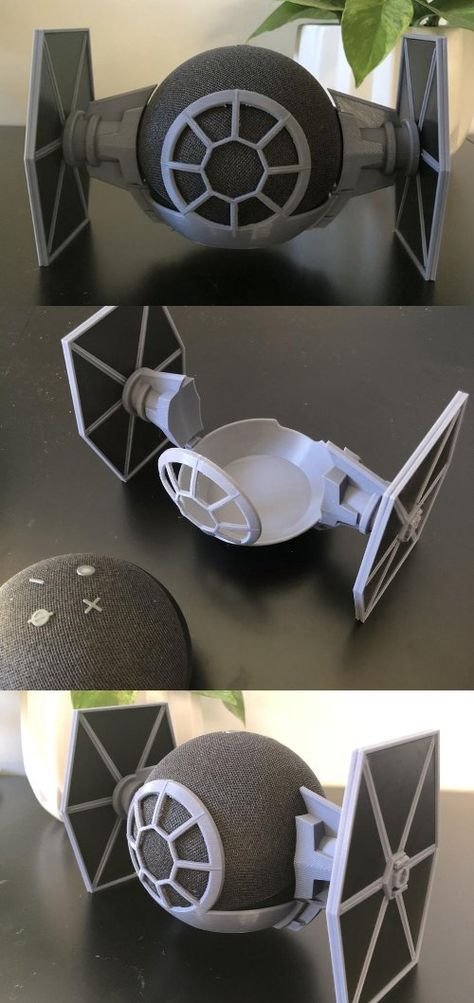 3D Printed Tie Fighter Echo Dot Holder 3d Print Alexa Holder, Diy Alexa Holder, 3d Printer Table Ideas, 3d Print Controller Holder, 3d Printed Google Home Holder, 3d Printed Echo Dot Holder, 3d Print Resin Ideas, 3d Print Useful Things, Easy 3d Printer Projects