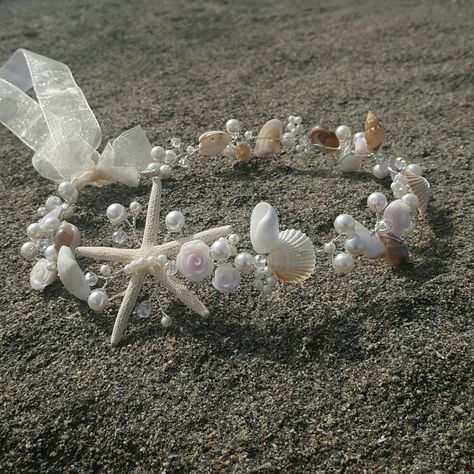 Seashell Headpiece, Starfish Headpiece, Prom Planning, Flower Crown Headband, Pretty Jewelry Necklaces, Princess Jewelry, Sea Crafts, Beach Wedding Hair, Mermaid Dreams