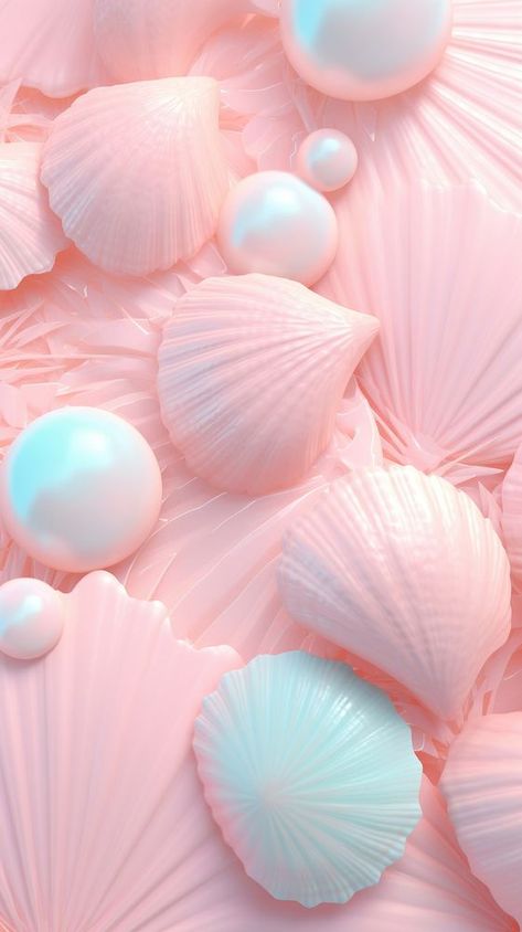 Food Cartoon Wallpaper, Pink Shells, Pearl Aesthetic, List Background, Witch Wallpaper, Wallpaper Beach, Pink Food, 3d Wallpaper Iphone, Pastel Wall Art