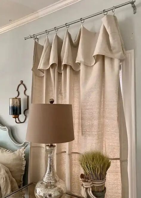 Canvas Curtains Diy Drop Cloths, Drop Cloth Kitchen Curtains, Curtains Out Of Drop Cloths, How To Make Drop Cloth Curtains, Drop Cloth Drapes, Drop Cloth Curtains Diy No Sew, Diy Curtains No Sew, Rustic Curtain Ideas, Country Curtains Living Room