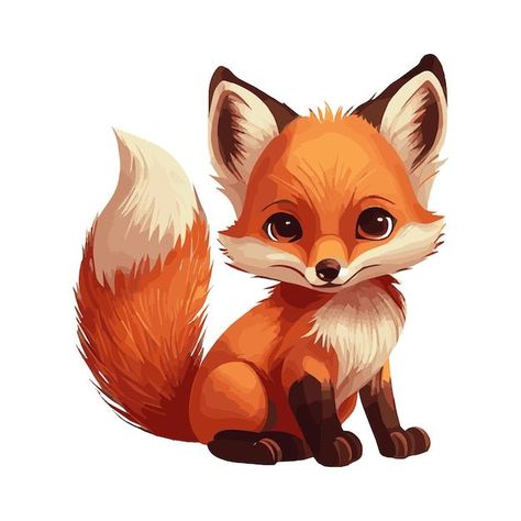 Fox Vector Illustration, Cute Fox Illustration, Svg Illustration, Fox Vector, Fox Sitting, Jungle Theme Cakes, Fox Clipart, Sticker Clipart, Big Family Photos