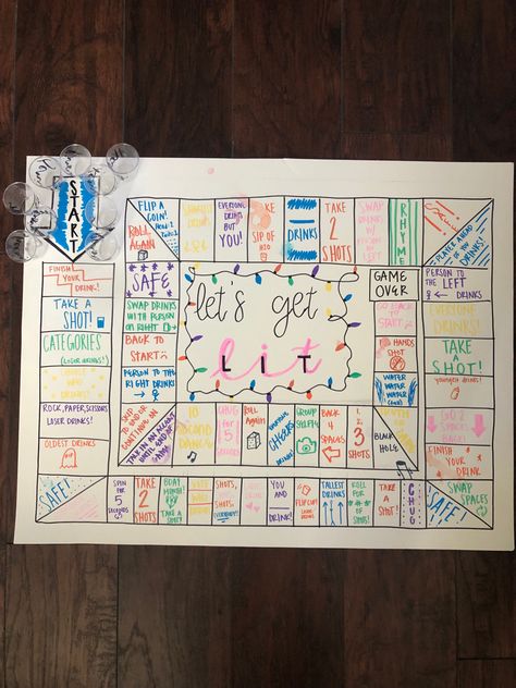 Diy Drinking Games Board, Monopoly Drinking Game Diy, Drinking Bored Games, Diy Board Games For Family, Diy Card Games For Adults, Drinking Board Games Diy Party Ideas, Shot Games For Parties, Tipsy Land Game Diy, Homemade Drinking Games