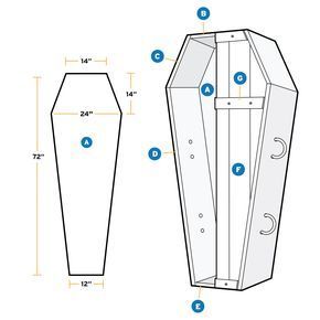 How To Build a Halloween Coffin - PopularMechanics.com Coffin Decor, Coffin Shelf, Imprimibles Halloween, Dekorasi Halloween, Halloween Diy Outdoor, Halloween Props Diy, Halloween Wood Crafts, Halloween Coffin, Blackbird Designs