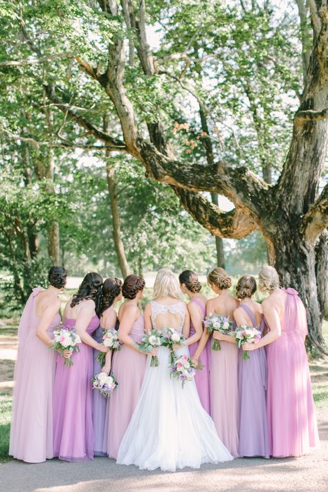 Bridesmaids' Dresses: Jenny Yoo - http://www.jennyyoo.com Wedding Dress: Jenny Packham - http://www.jennypackham.com/ Photography: Love & Light Photographs - www.loveandlightphotographs.com   Luscious lavender bridesmaid dresses. Light Purple Bridesmaid Dresses, Light Purple Wedding, Tangled Wedding, Lilac Bridesmaid, Lavender Bridesmaid, Lavender Bridesmaid Dresses, Lilac Bridesmaid Dresses, Mismatched Bridesmaids, Rose Violette