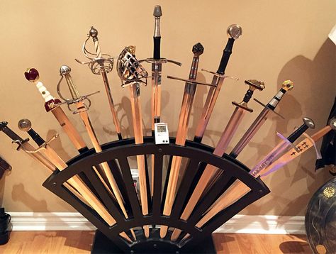 Extreme Sword Collecting Swords Collection, Dnd Room, Man Cave Room, You Know It, Wall Display, Blacksmithing, Larp, Display Case, Diy Art