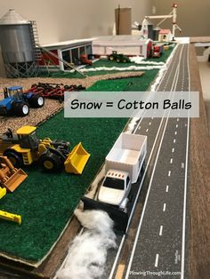 1/64 farm scene idea for snow Toy Farm Set Up Ideas, Farm Display, Farm Toy Display, Diy Farm Table, Play Farm, Scene Ideas, Toy Tractors, Make Snow, Toy Farm