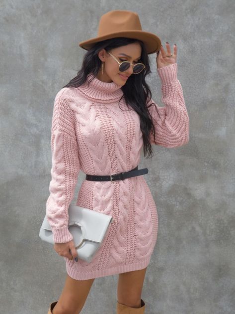 Pink Sweater Dress Outfit, Pink Sweater Dress, Sweater Dress Outfit, Latest Sweater, Crochet Clothing, Sweater Dresses, Long Sleeve Sweater Dress, Women Sweater, Sweater Dress Women