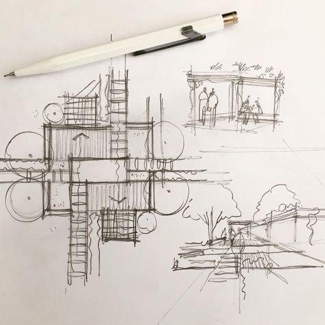 Sketchbook Architecture, Sketch Landscape, Concept Drawing, Architecture Sketchbook, Architecture Concept Drawings, Landscape Architecture Design, Architectural Sketch, Architecture Design Concept, Small Garden Design