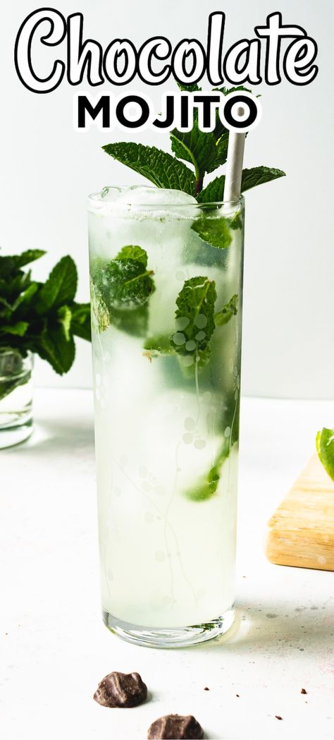 Cocktail Recipes Mojito, Chocolate Mint Cocktails, Mojito Recipes Classic, Dark Rum Mojito Recipe, Traditional Mojito Recipe, Chocolate Mint Plant, Mint Mojito Mocktail, Vodka Mojito, Fun Party Drinks