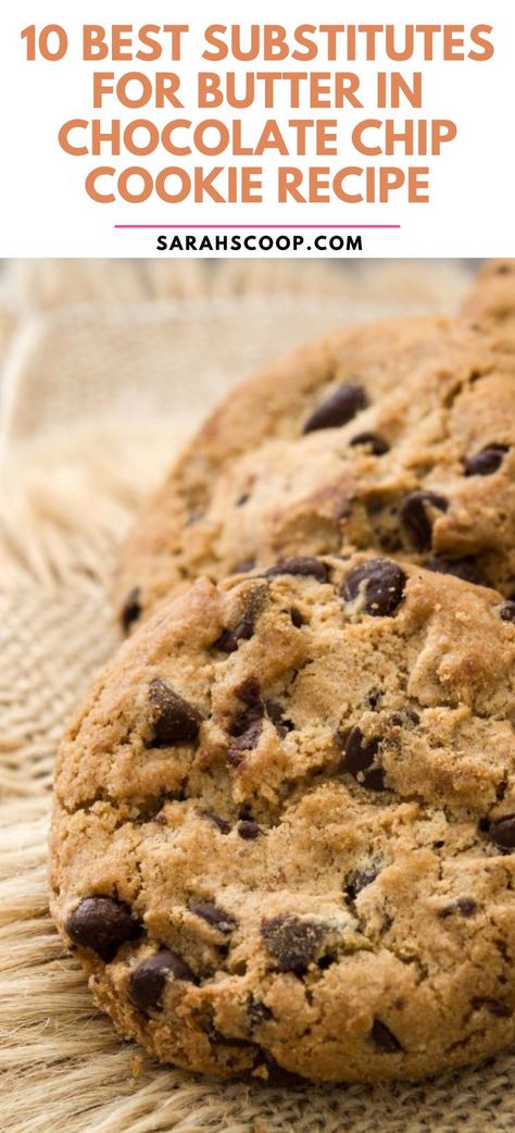 Baking a new batch of chocolate chip cookies and ran out of butter? Don't fret, we've compiled a list of the perfect substitutes for butter in your favorite recipe. Each will provide unique flavors and textures! #BakingHacks #SubstitutesForButter #ChocolateChipCookies 🍪 🧈 💓 Substitute For Butter In Cookies, Butter Substitute Baking Cookies, Butter Substitute For Cookies, Butter Substitute Baking, Substitutes For Butter, Substitute For Butter, Simple Chocolate Chip Cookie Recipe, Butter Substitute, Make Chocolate Chip Cookies