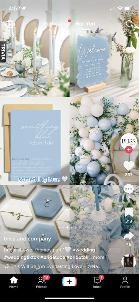 Wedding Shower Dusty Blue, Themed Bridal Shower Party Ideas, Coastal Chic Bridal Shower Ideas, Blue Bridal Shower Flowers, Powder Blue Bridal Shower Ideas, Seaside Bridal Shower Ideas, Bridal Shower Light Blue, Sky Blue Bridal Shower Ideas, Blue Bow Bridal Shower Theme