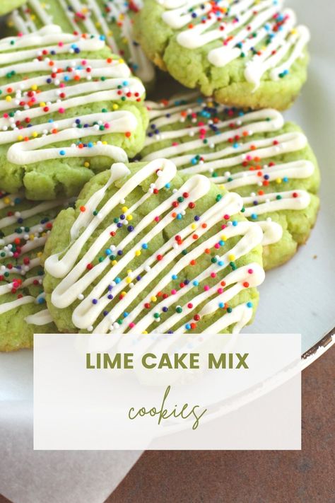 Get ready for St. Patrick's Day with these easy and delicious Lime cake mix cookies! With just a few ingredients, you can whip up a batch of these sweet and tangy treats in no time. Plus, with their chewy texture and subtle lime flavor, they're sure to become a new favorite. Key Lime Christmas Desserts, Key Lime Cake Mix Cookies, Lime Cookies Recipes, Hippie Cookies, Green Cookies, St Patrick's Day Treats, Key Lime Cookies, Lime Cookies, Easy Granola