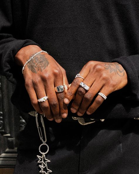 Pieces that completes the Saturday look!  #silver #jewellery #rings #chunky #fashion Men Silver Rings Aesthetic, Chunky Fashion, Airmax 95, Rings Chunky, Chunky Silver Rings, Jewellery Rings, Chunky Jewelry, Chunky Rings, Ap Art