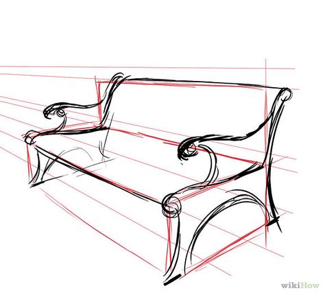 Bench Drawing, Drawing Furniture, Perspective Sketch, Perspective Drawing Architecture, Perspective Drawing Lessons, One Point Perspective, Interior Design Sketches, Architecture Design Sketch, Object Drawing