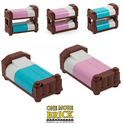 Lego Beds - Single or Bunk-bed Lego Bed Ideas, Lego Bed, Beds Single, Easy Lego Creations, Lego Furniture, Lego Hogwarts, Lego Challenge, Construction Lego, Lego Boards