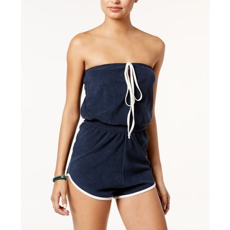 Volcom Juniors' Cityfield Strapless Terry Romper (£35) ❤ liked on Polyvore featuring jumpsuits, rompers, navy, strapless rompers, terry cloth rompers, navy rompers, strapless terry romper and terry romper Terry Cloth Romper, Terry Romper, Beach Rompers, Navy Romper, Style Guru, Strapless Romper, Blue Romper, Playsuit Romper, 70s Fashion