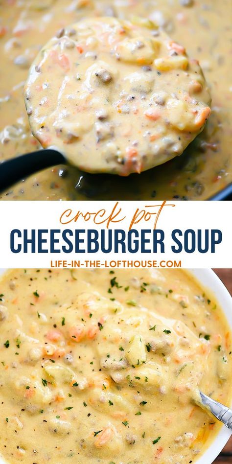 Crockpot Cheeseburger, Cheeseburger Soup Crockpot, Cheesy Soup, Bacon Cheeseburger Soup, Cheese Burger Soup Recipes, Beef Soup Recipes, Soup With Ground Beef, Cheeseburger Soup, Crockpot Soup Recipes