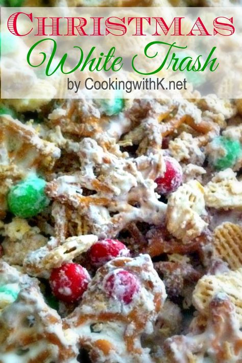 Christmas White Trash, Trash Recipe, White Trash Recipe, Chex Mix Recipes, Christmas Candy Recipes, Bark Recipe, Almond Bark, White Trash, Christmas White