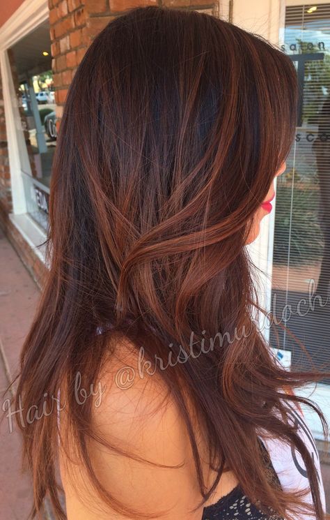 Balayage, ombre, salon Tru, scottsdale, brunette, caramel hair color, caramel… Caramel Hair Color, Cowboy Copper, Hair Color Caramel, Balayage Ombre, Caramel Hair, Hair Color Auburn, Red Highlights, Hair Flip, Trendy Hair Color