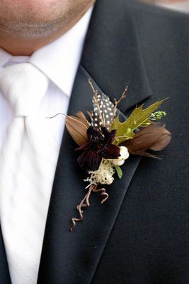 Fall Boutonnieres, Feather Boutonniere, Elizabeth Anne, Corsage And Boutonniere, Prom Flowers, Ceremony Music, Neutral Wedding, Ceremony Decor, Boutonniere Wedding