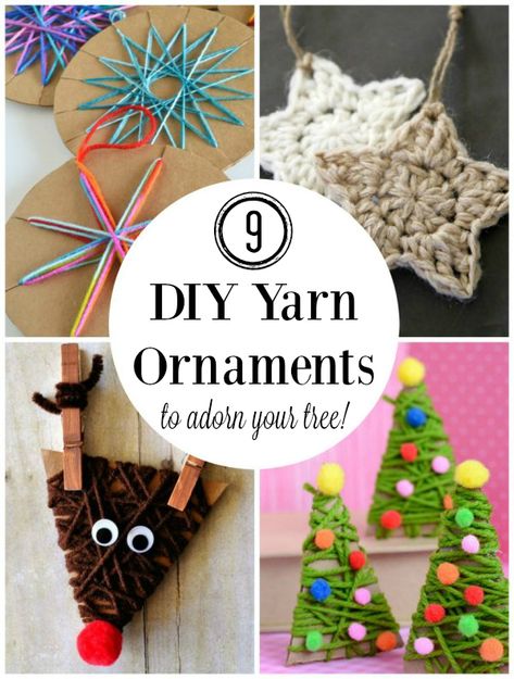 Diy Yarn Ornaments, Christmas Yarn Crafts, Christmas Tree Yarn, Yarn Ornaments, Yarns Ornaments, Yarn Crafts For Kids, Easy Yarn Crafts, Christmas Yarn, Diy Yarn